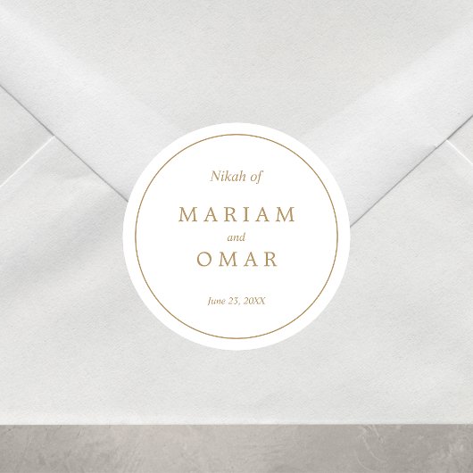 Elegante Minimalistische Goldbrasse Islamische Hoc Runder Aufkleber