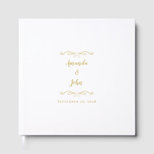 Elegante Minimalistische goldene Chic-Hochzeit Gästebuch (Vorderseite)
