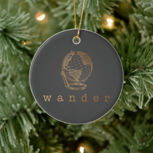 Elegante Minimalistische Goldene Globe Weihnachten Keramik Ornament (Baum)