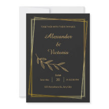 Elegante minimalistische goldene Hochzeits-Einladu