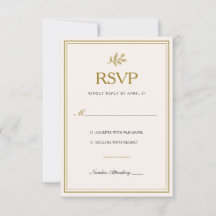 Elegante minimalistische goldene Hochzeits-RSVP-Ka