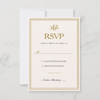 Elegante minimalistische goldene Hochzeits-RSVP-Ka RSVP Karte