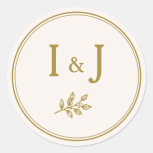 Elegante Minimalistische Goldene Hochzeitsaufklebe Runder Aufkleber