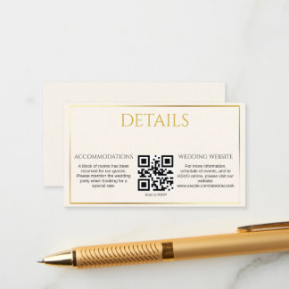 Elegante minimalistische goldene Hochzeitsdetails- Begleitkarte