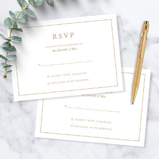 Elegante Minimalistische Goldene Hochzeitsgrenze RSVP Karte