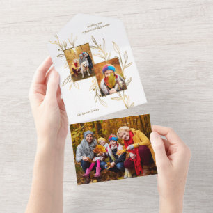 Elegante minimalistische goldene Linien gezeichnet All In One Einladung