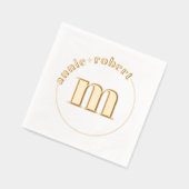 Elegante minimalistische Goldfolie-Monogramm-Hochz Servietten Mit Folie (Links)