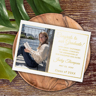 Elegante minimalistische Goldfolien-Abizeitung Folieneinladung