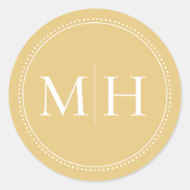Elegante Minimalistische Goldmonogramm gepunktete  Runder Aufkleber