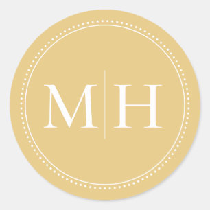 Elegante Minimalistische Goldmonogramm gepunktete Runder Aufkleber