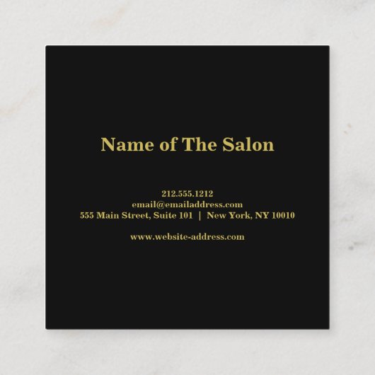 Elegante Minimalistische Goldschere Quadratische Visitenkarte (Rückseite)