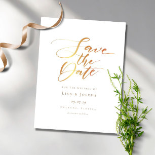 Elegante minimalistische Goldschrift 'Save the Dat Postkarte