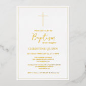 Elegante Minimalistische Goldtaufe & Weihnachten Folieneinladung (Vorderseite)