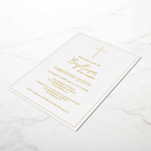 Elegante Minimalistische Goldtaufe & Weihnachten Folieneinladung (Gedreht)