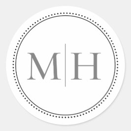 Elegante Minimalistische graue Monogramm gepunktet Runder Aufkleber