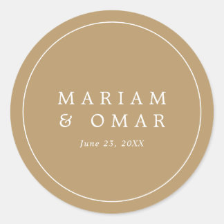 Elegante minimalistische Grenze Goldene Hochzeit Runder Aufkleber