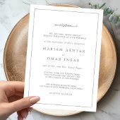 Elegante minimalistische Grenze Silver Islamic Wed Einladung