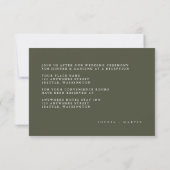 Elegante Minimalistische Grüne Hochzeitskarten RSVP Karte (Rückseite)