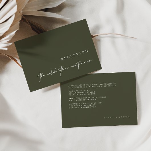 Elegante Minimalistische Grüne Hochzeitskarten RSVP Karte