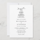 Elegante Minimalistische Händeschlittenhochzeit Einladung (Vorderseite)