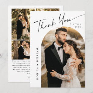 Elegante Minimalistische Handschrift Hochzeit 5 Fo Dankeskarte