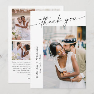 Elegante Minimalistische Handschrift Hochzeit 5 Fo Dankeskarte