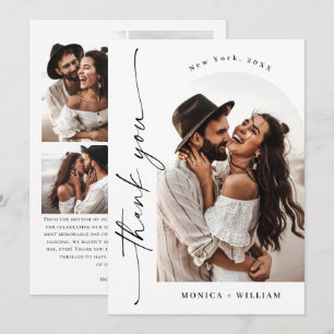 Elegante Minimalistische Handschrift Hochzeit 5 Fo Dankeskarte