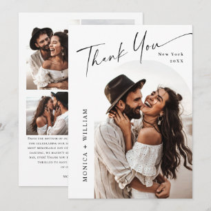 Elegante Minimalistische Handschrift Hochzeit 5 Fo Dankeskarte