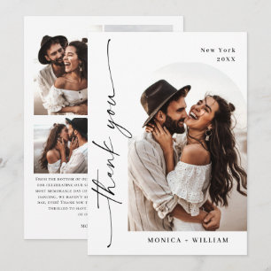 Elegante Minimalistische Handschrift Hochzeit 5 Fo Dankeskarte