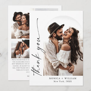 Elegante Minimalistische Handschrift Hochzeit 5 Fo Dankeskarte