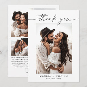 Elegante Minimalistische Handschrift Hochzeit 5 Fo Dankeskarte