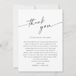 Elegante Minimalistische Handschrift Hochzeit ein  Dankeskarte