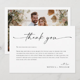 Elegante Minimalistische Handschrift Hochzeit ein Dankeskarte