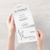 Elegante Minimalistische Handschrift Schwarz/Weiß All In One Einladung (Abreißen)