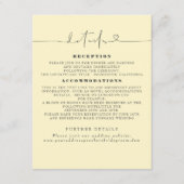 Elegante Minimalistische hellgelbe Hochzeitsdetail Begleitkarte (Vorderseite)