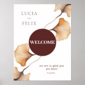Elegante Minimalistische Herbsthochzeit Willkommen Poster (Vorne)