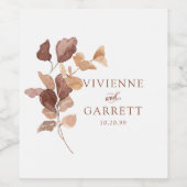 Elegante Minimalistische Herbstlaube Hochzeit Weinetikett (Einzelnes Label)