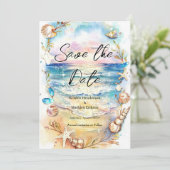 Elegante Minimalistische Hochzeit am Strand Save The Date (Stehend Vorderseite)