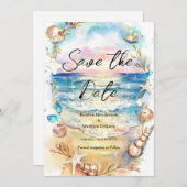 Elegante Minimalistische Hochzeit am Strand Save The Date (Vorne/Hinten)