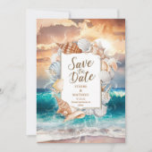 Elegante Minimalistische Hochzeit am Strand Save The Date (Vorderseite)