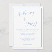 Elegante Minimalistische Hochzeit an der blauen Gr Einladung (Vorderseite)