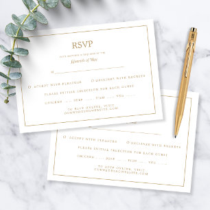 Elegante Minimalistische Hochzeit an der Grenze RSVP Karte