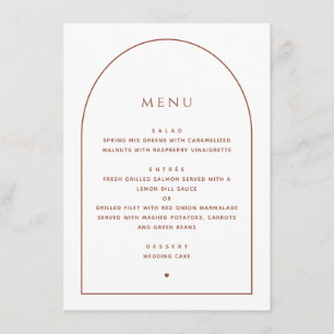 Elegante minimalistische Hochzeit   Bogen-Empfangs Menükarte
