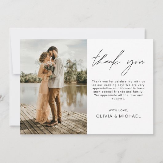 Elegante Minimalistische Hochzeit Danke Foto (Vorderseite)