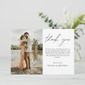 Elegante Minimalistische Hochzeit Danke Foto (Stehend Vorderseite)