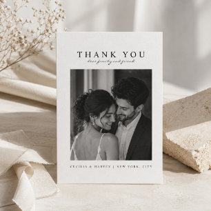 Elegante minimalistische Hochzeit Danke Fotokarte.