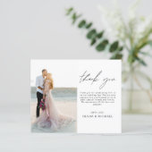 Elegante Minimalistische Hochzeit Danke Fotokarte (Stehend Vorderseite)