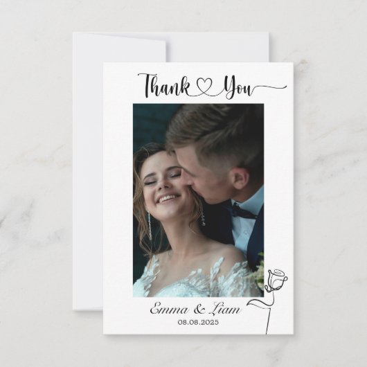 Elegante Minimalistische Hochzeit Dankeschön Card Dankeskarte (Vorderseite)