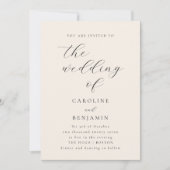 Elegante Minimalistische Hochzeit der Creme Callig Einladung (Vorderseite)
