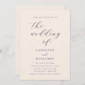 Elegante Minimalistische Hochzeit der Creme Callig Einladung (Vorne/Hinten)